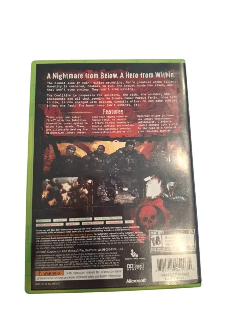 Gears of War Xbox 360 2006 Epic Games Microsoft Shooter Original CIB